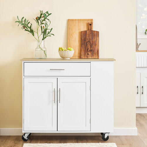 SoBuy Kitchen Island on Wheels White 1