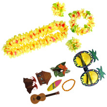 6Pcs Yellow Hawaiian and Bracelets Set Comfortable Floral Wreaths