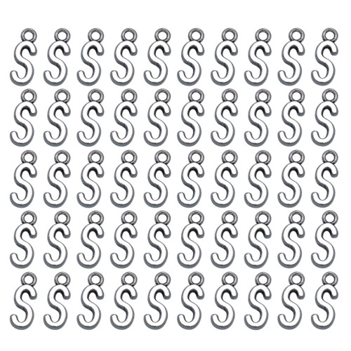 50Pièces Pendentifs Alphabet Argent Alliage Pour Faits Main