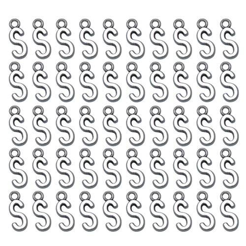 50Pièces Pendentifs Alphabet Argent Alliage Pour Faits Main 2