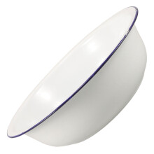 Enamel Mischschüssel 32 Cm Weiß Mit Blauem Rand