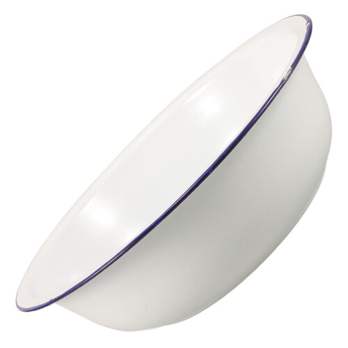 Enamel Mischschüssel 32 Cm Weiß Mit Blauem Rand