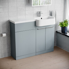 Nes Home 1000mm Right Hand Matte Grey Basin Vanity and WC Unit Chrome Handles
