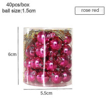 (40pcs 1.5cm-rose red) Christmas Pendants Boxed Painted Icicle Cone Candy Ball Xmas Tree Ornaments Noel Christmas Home Decor New Year 2023 Navidad