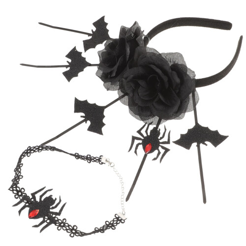 4 Sets Choker Stirnband Spinne Gothic Halloween 2
