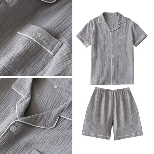 1 Set Kurzarm Pyjama Hose Für Männer Grau 1