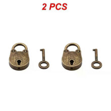 (2pcs) 1~5PCS Bronze Vintage Old Antique Style Mini Archaize Padlocks Key Lock With Key Lock Home Usage Hardware Decoration
