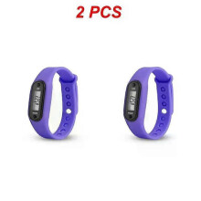 (purple, 2pcs) 1/2PCS Sport Smart Wrist Watch Bracelet LCD Display Fitness Gauge Step Tracker Digital Pedometer Run Walking Calorie Counter