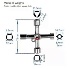 (Hexagonal Squarehole) Aleekit 4 Way Universal Cross Triangle Wrench KEY Multifunction Cross Wrench High Quality Multifunction Repair Tools Hand Tools