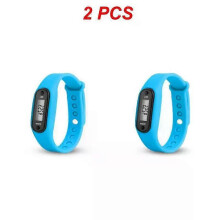 (light blue, 2pcs) 1/2PCS Sport Smart Wrist Watch Bracelet LCD Display Fitness Gauge Step Tracker Digital Pedometer Run Walking Calorie Counter