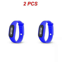 (dark blue, 2pcs) 1/2PCS Sport Smart Wrist Watch Bracelet LCD Display Fitness Gauge Step Tracker Digital Pedometer Run Walking Calorie Counter