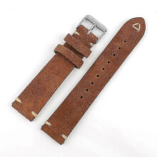 (22mm silver buckle, brown) Vintage Suede Leather Watch Band 18mm 19mm 20mm 22mm Blue Grey Handmade Replacement Strap for ing Watch