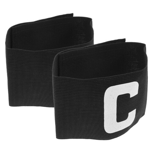 2Pièces Brassards De Football Noir Nylon Élastique Ajustable