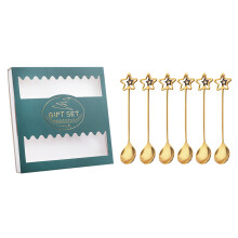 6 Stern Anhänger Löffel Gold