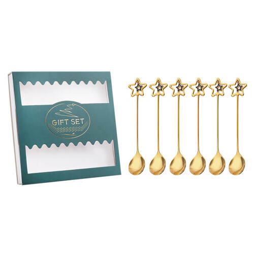 6 Stern Anhänger Löffel Gold