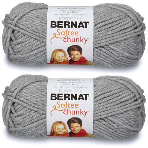 (Packung mit 2) Bernat Softee Chunky Garn-Grau Heather