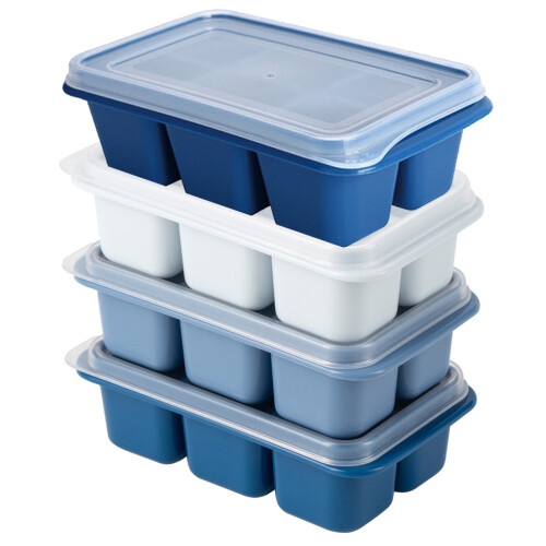 4Stk Eiswürfelform Plastik Bunt Eisbox Mit Deckel Für Zuhause