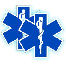 (2) REFLEKTIERENDE Star of Life Schutzhelm-Aufkleber | Feuerrettungshelm-Motorrad-Vinylaufkleber | Rettungssanitter EMT Krankenwagen Etiketten Abzei