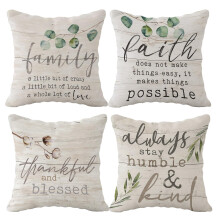 (RB) Thankful and Blessed-Kissenbezug, 45,7 x 45,7 cm, 4er-Set, Einweihungsgeschenke, Familienzimmer-Dekoration, Bauernhof-Veranda-Bank-Dekoration,