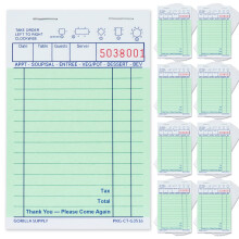 [8000] Gorilla Supply Guest Check Book 3.4"""" x 5.04"""" Server Notepads Order Pad for Waiter and Waitress Bond Single Part Perforated Checks Green 8