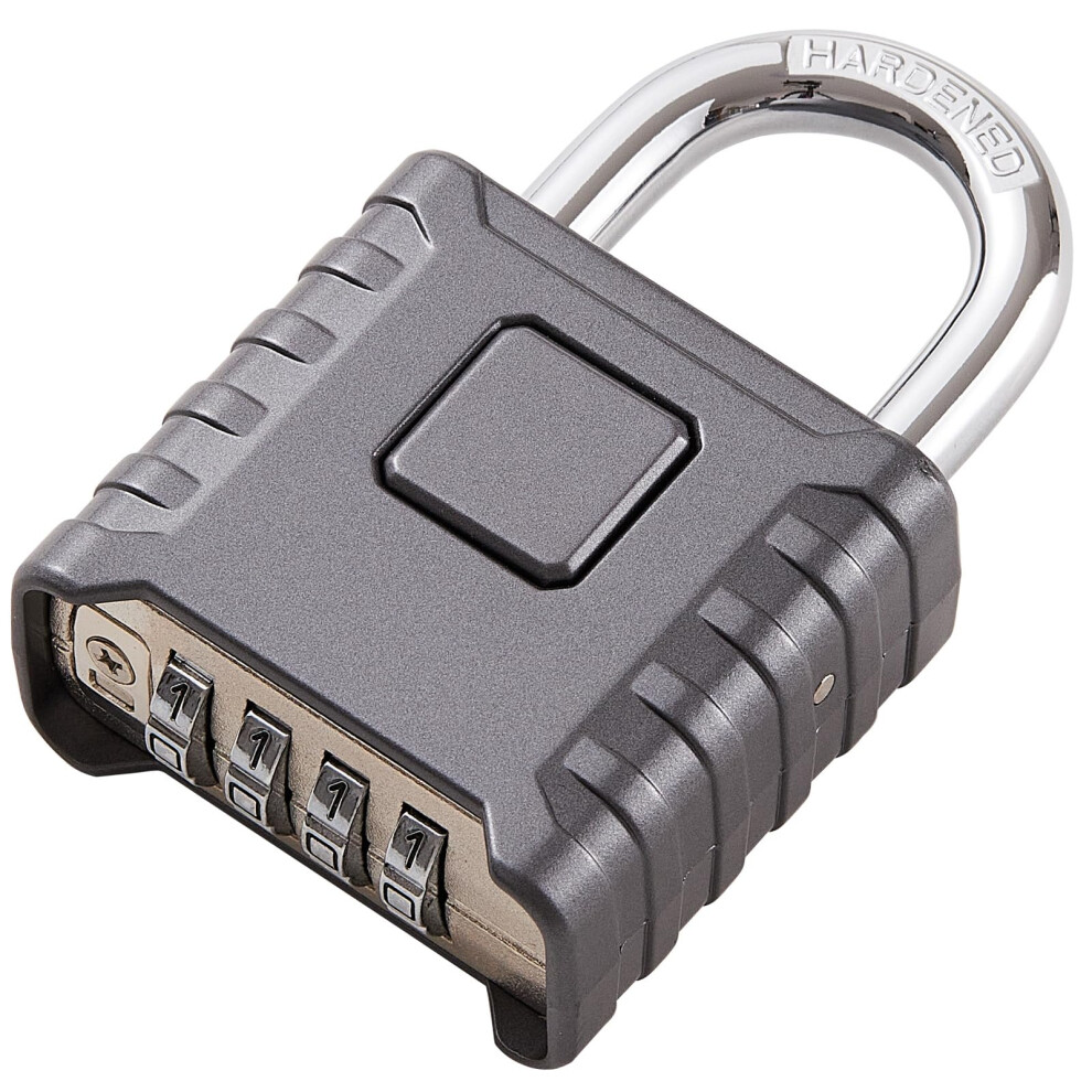 1 Pack disecu Heavy Duty 4 Digit Combination Lock One Touch Unlocking Anti-Error Feature High Security Waterproof Large Outdoor Padlock for School-image-OPC-PM5V67K-NEW