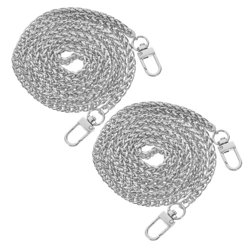 2Pcs Iron Chain Purse Strap Silver Durable Metal Bag Decorative Chain
