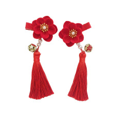 1Kidsflowerhairpin Rood Chinese Stijl Haarclip Decoratie Voor Kinderen