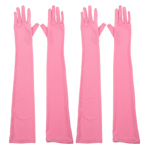 2 Paar Lange Ellenbogenhandschuhe Brautkleid Dekorieren Polyester 2