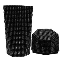 Car Trash Can Black Rhinestone Plastic 1set 7.9x3.7x3.7in