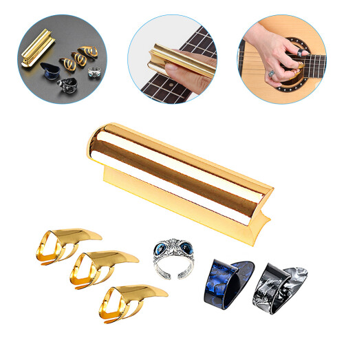 Guitar Pick Kit Finger Protector Halter Slide Tonstab Golden 2