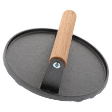 Burgerpresse Aus Gusseisen Mit Holzgriff Schwarz Für Zuhause