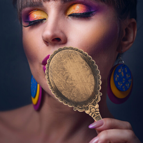 Pleated Lampenschirm Retro Handmakeupspiegel 2