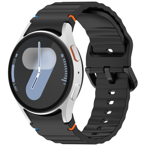 Samsung Watch 7 Wave Pattern Silicone Watch Strap Black
