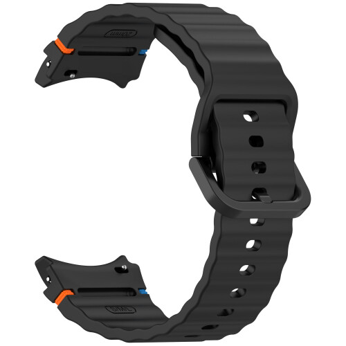 Samsung Watch 7 Wave Pattern Silicone Watch Strap Black 2