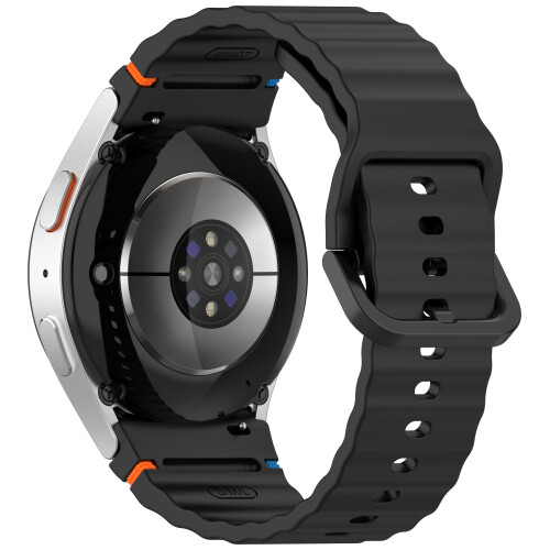 Samsung Watch 7 Wave Pattern Silicone Watch Strap Black 1