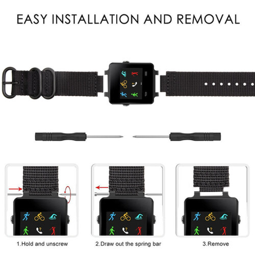 Nylon Watch Strap for Garmin Vivoactive Acetate Black 2