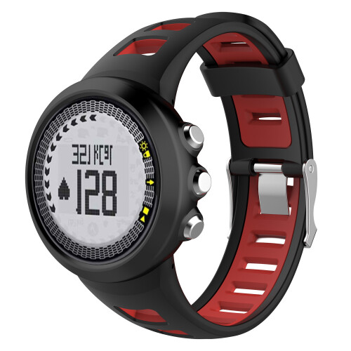 Curea de ceas din silicon pentru Suunto Quest/M1/M2/M4/M5 Black+Red