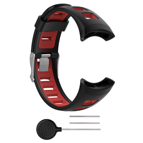 Curea de ceas din silicon pentru Suunto Quest/M1/M2/M4/M5 Black+Red 1