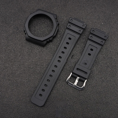 Μαύρο Λουράκι TPU με Ασημένια Αγκράφα για Casio G-Shock GA-2100/2110 1