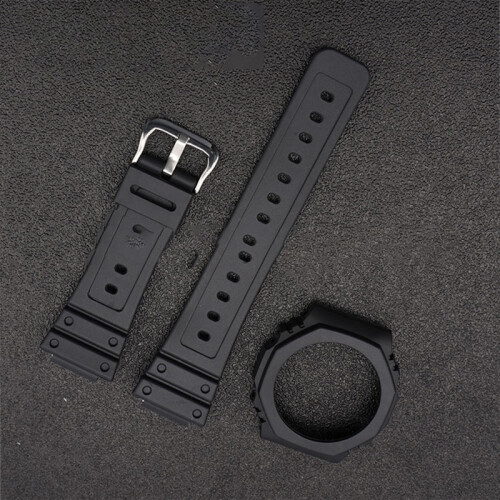 Μαύρο Λουράκι TPU με Ασημένια Αγκράφα για Casio G-Shock GA-2100/2110 2