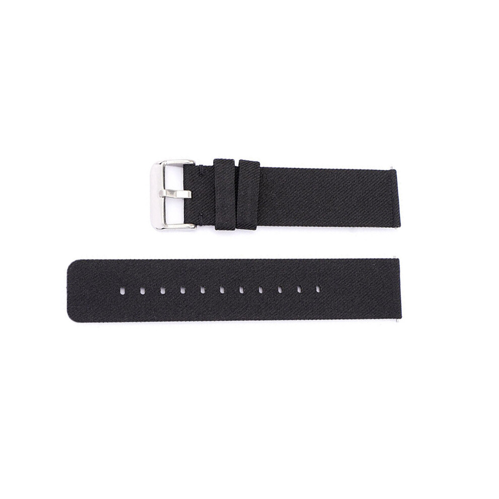 Black Canvas Watch Band with Silver Buckle  14 mm-image-OPC-PM5VTP6-NEW