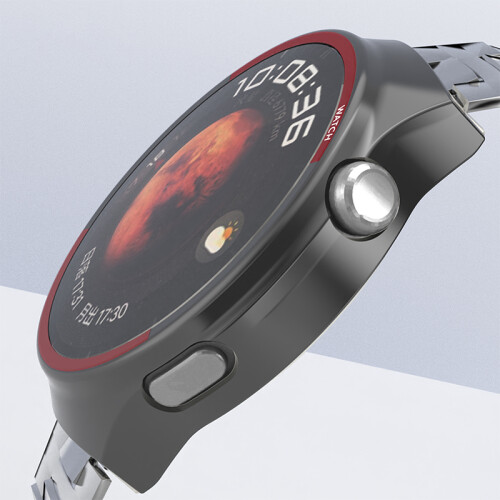 Θήκη PC Openwork για Huawei Watch 4 Pro (Earth, Mars, Jupiter) με Δωρεάν Προστατευτικό Υγρού Τζελ - Μαύρη 2