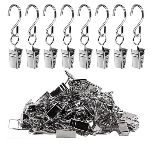 Vorhangklammern mit S-Haken im 20er-Pack Silver