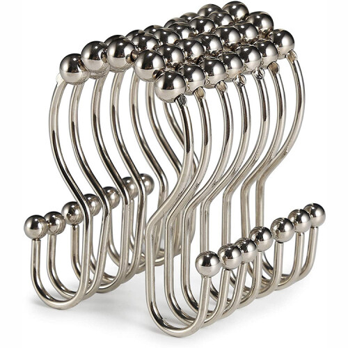 12er-Pack Duschvorhang-Hakenringe – sanft gleitend Silver