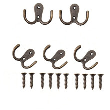 5 Vintage-Doppelhaken Copper
