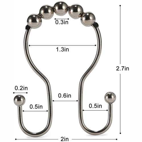 12er-Pack Duschvorhang-Hakenringe – sanft gleitend Silver 2