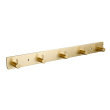 Goldene Wandgarderobe mit 5 Haken - Bohrfreie Montage