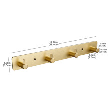 Goldener 4-Haken-Wandhalter (Klebemontage/Bohrmontage)