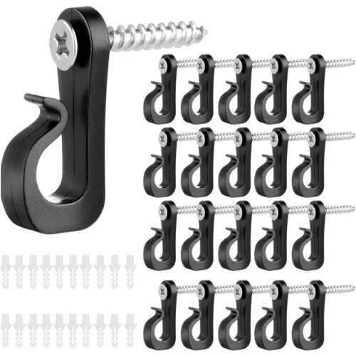 Lichthaken mit Schrauben, 20er-Pack Black