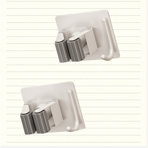 Gunmetal Mop Holder - Secure & Stylish Storage (2-Pack) White 2